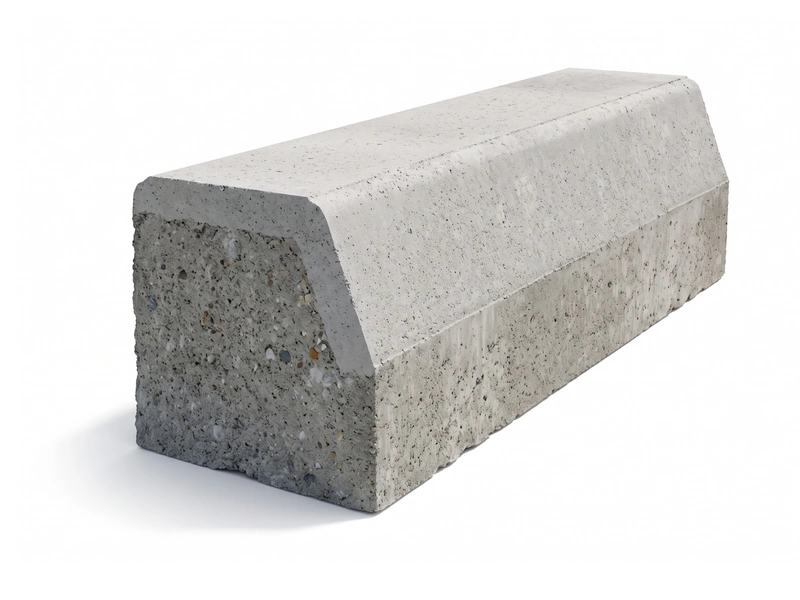 Bordure bicouche en béton : couche de finition lisse sur un corps en béton brut