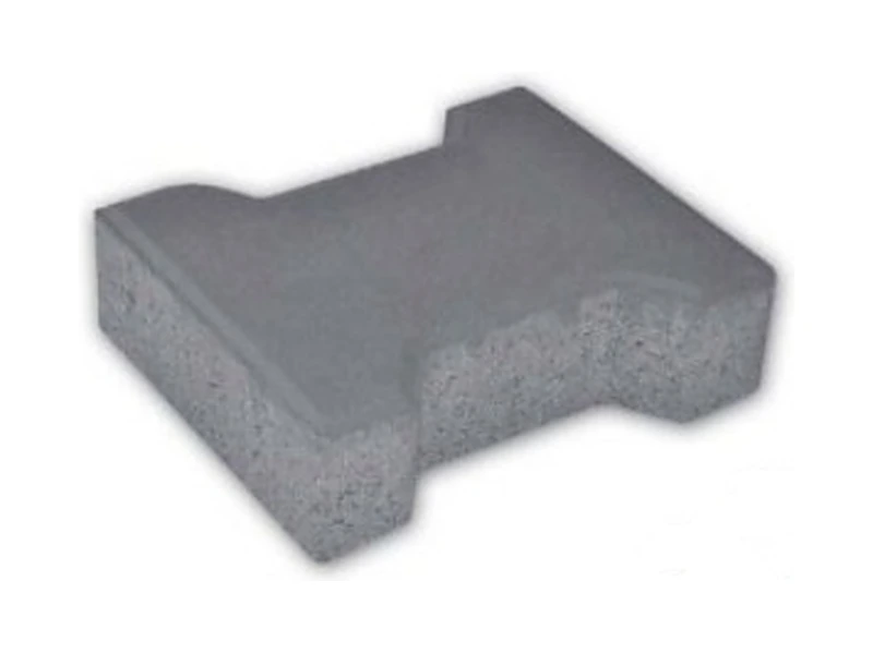 Pavé autobloquant en béton gris, en forme de I